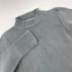VTG Hanes Collection Women Gray Mock Neck Knit Sweater‎ 100% Cotton Size M